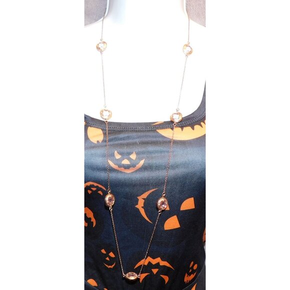 Whimsical Pink Gemmed Rose Gold Tone Statement Necklace - Picture 3 of 5